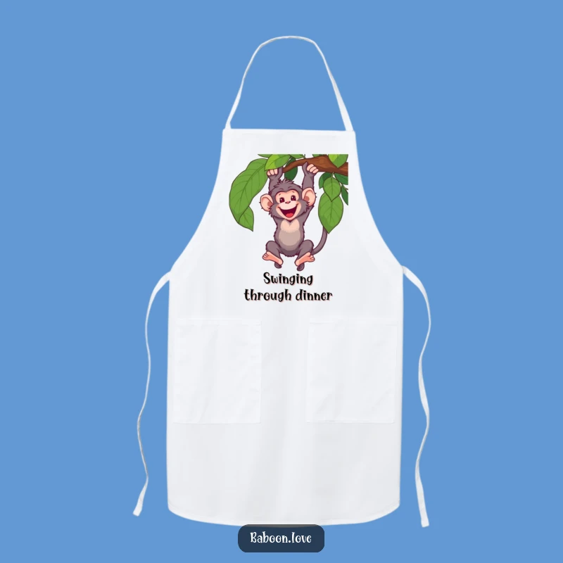 Funny Baboon Vine Swing Apron: Hilarious Primate Kitchen Wear