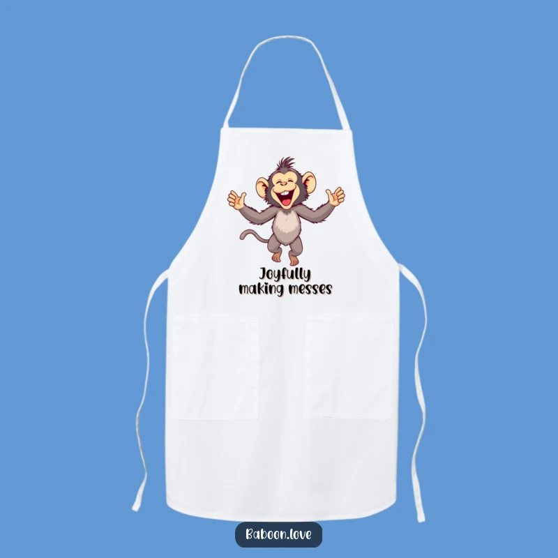 Funny Baboon Leap Apron: Joyful Primate Kitchen Wear for a Hilarious Cook