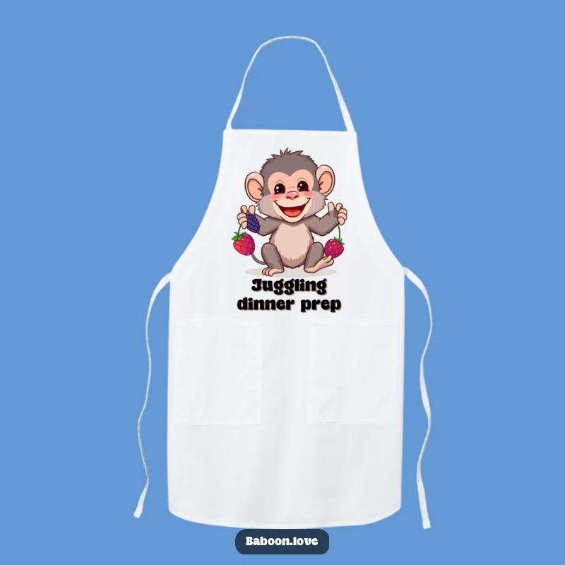 Funny Baboon Juggling Apron: Hilarious Primate Berry Kitchen Wear