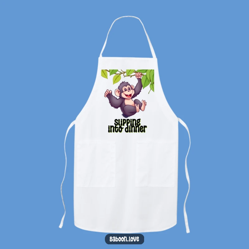 Funny Chef Baboon Sliding Apron, Primate Vine Wear for Giggles in the Kitchen