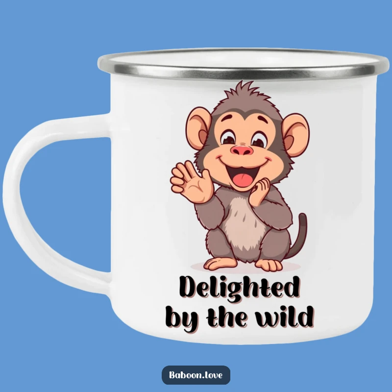 Funny Baboon Clap Camping Mug: Durable & Hilarious Cheerful Drinkware