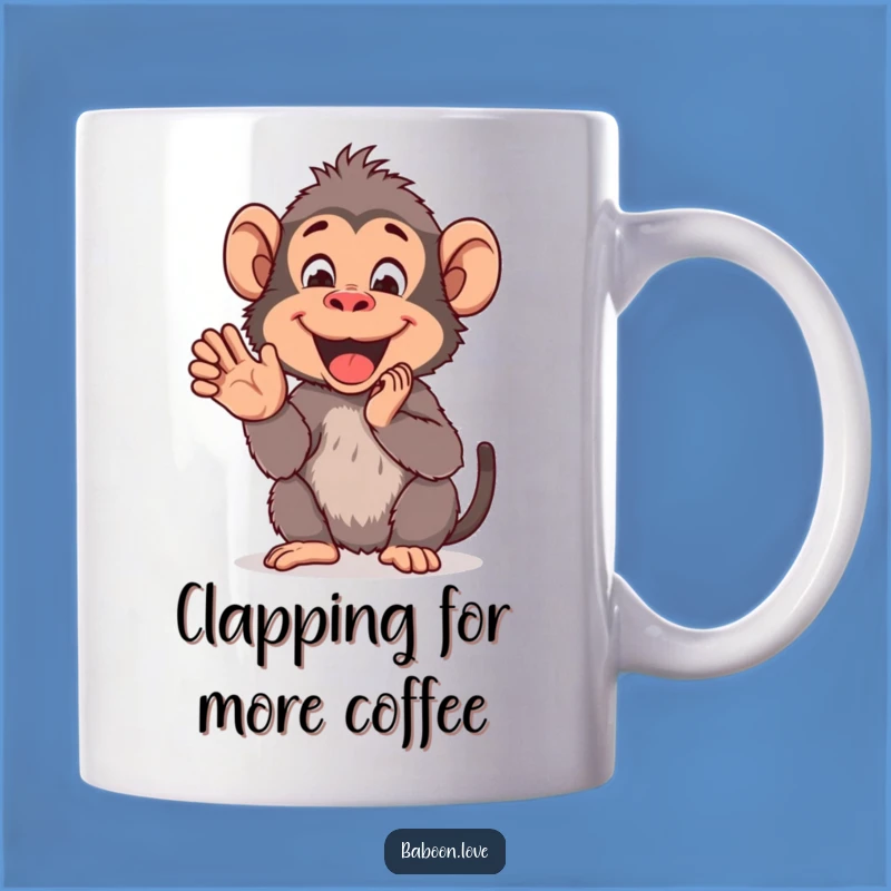 Funny Baboon Clap Mug: Cheerful Primate Delight, Perfect Hilarious Gift