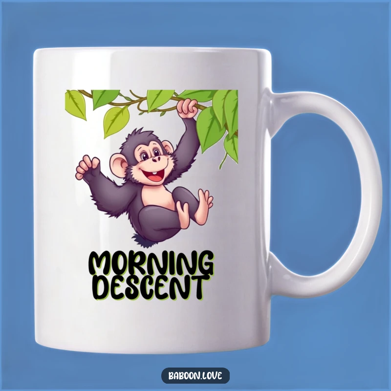 Funny Baboon Sliding Vine Mug, Mischievous Primate Glee Gift for Adventurers