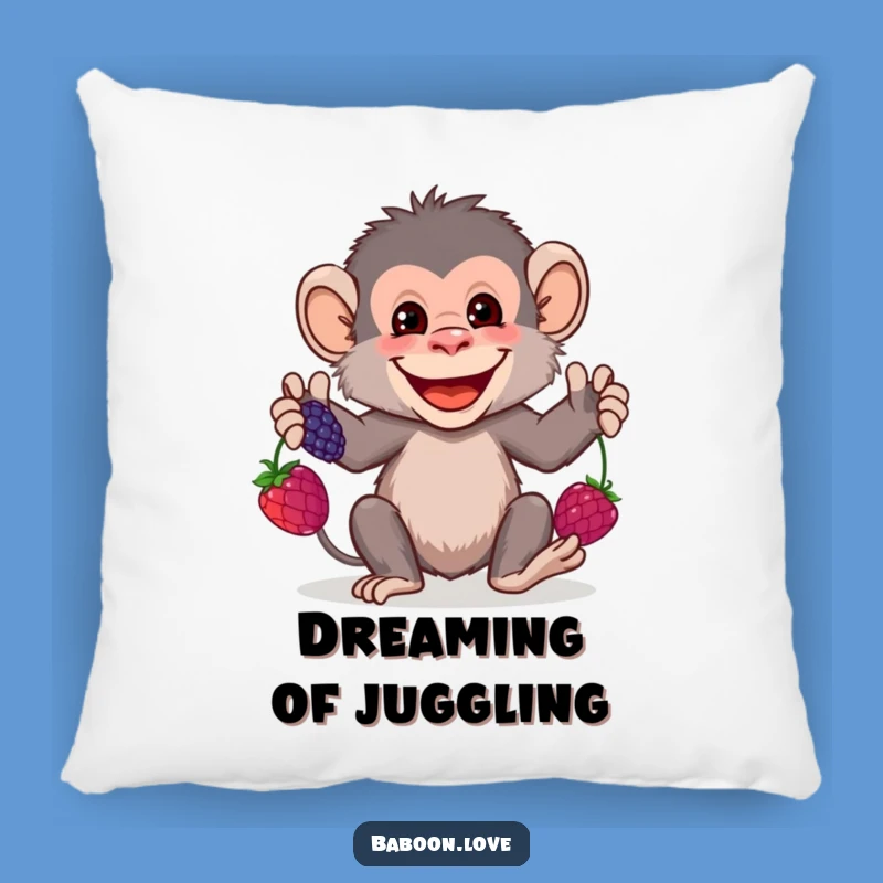 Funny Baboon Juggling Pillow: Comfy & Hilarious Primate Berry Cushion