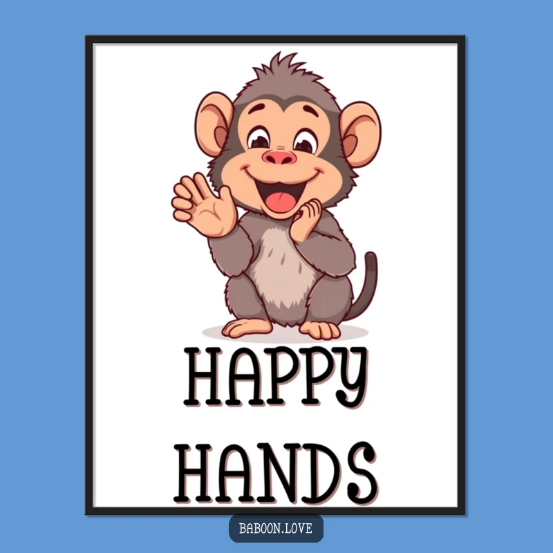 Funny Baboon Clap Digital Art: Cheerful Primate Print for Decor