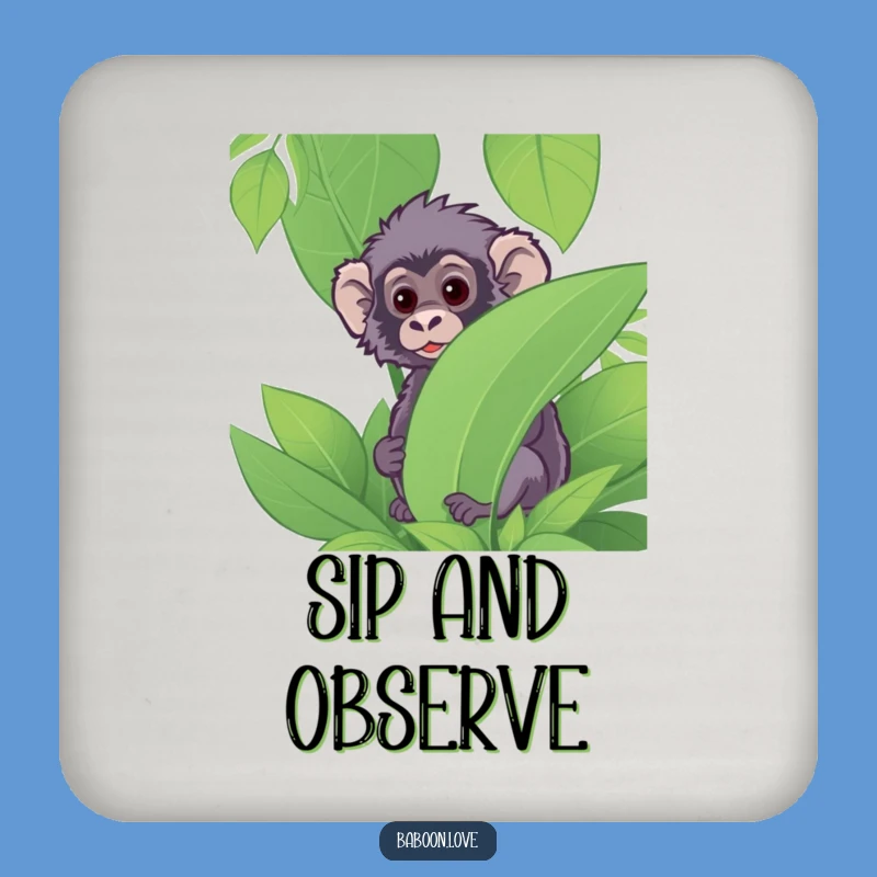 Funny Baboon Jungle Peek Coaster: Protect Surfaces with Primate Humor
