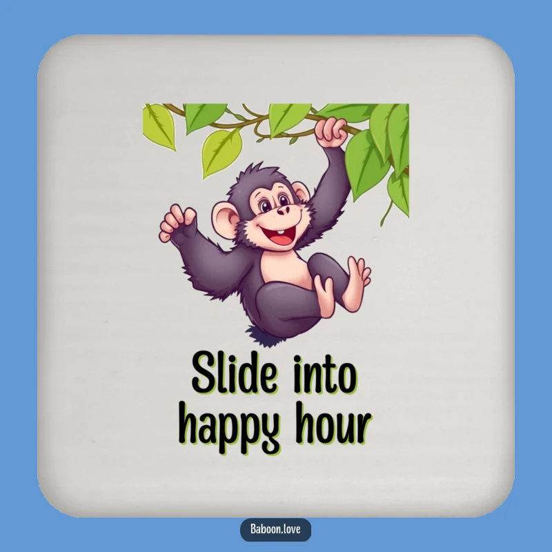 Funny Baboon Sliding Coasters, Primate Vine Drink Mats for Adventurous Tables