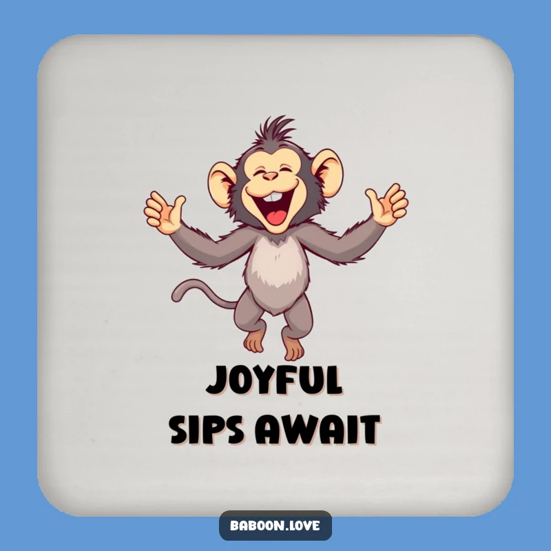 Funny Baboon Leap Coaster: Protect Surfaces with Joyful Primate Humor