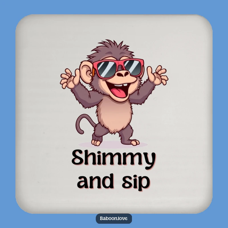 Funny Baboon Dancing Coaster Set, Primate Sunglasses Drink Mats for Party Fun