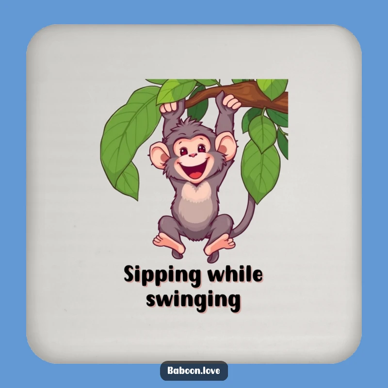 Funny Baboon Vine Swing Coaster: Protect Surfaces with Primate Fun