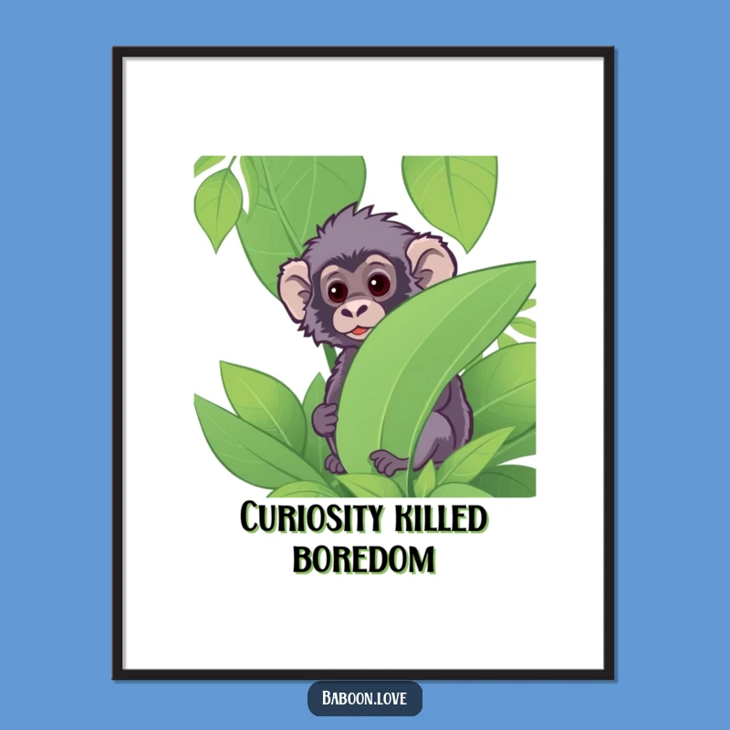 Funny Baboon Jungle Peek Poster: Intriguing Primate Art for Wall Decor