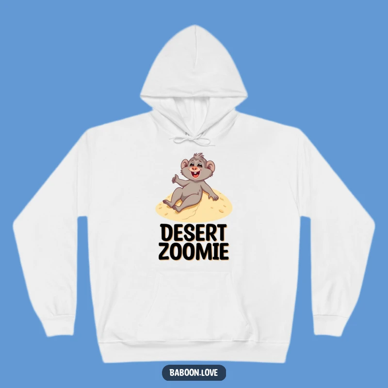 Funny Giggling Baboon Dune Sliding Hoodie - Cozy Desert Vibes!