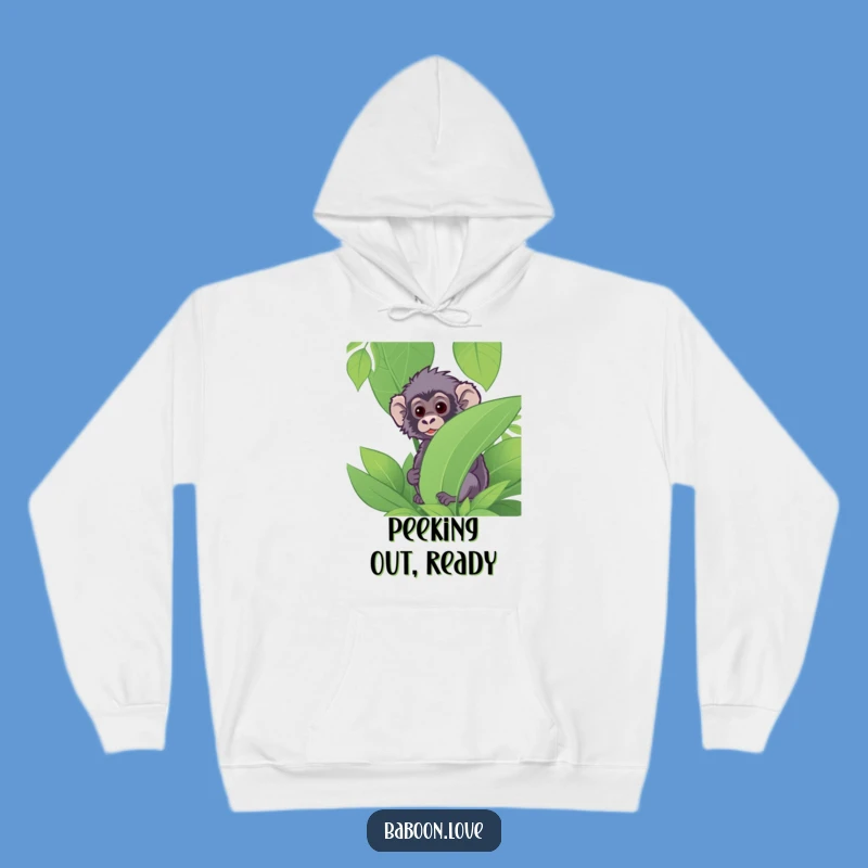 Funny Baboon Jungle Peek Hoodie: Cozy & Hilarious Curious Primate Wear