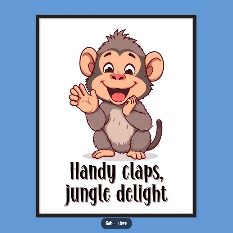 Free Printable Wall Art: Clapping Baboon Delight - Humorous Jungle Decor