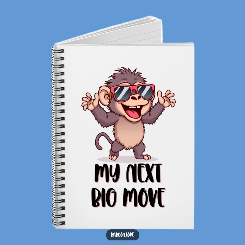 Funny Baboon Dancing Notebook, Primate Journal with Sunglasses for Creative Fun Notes