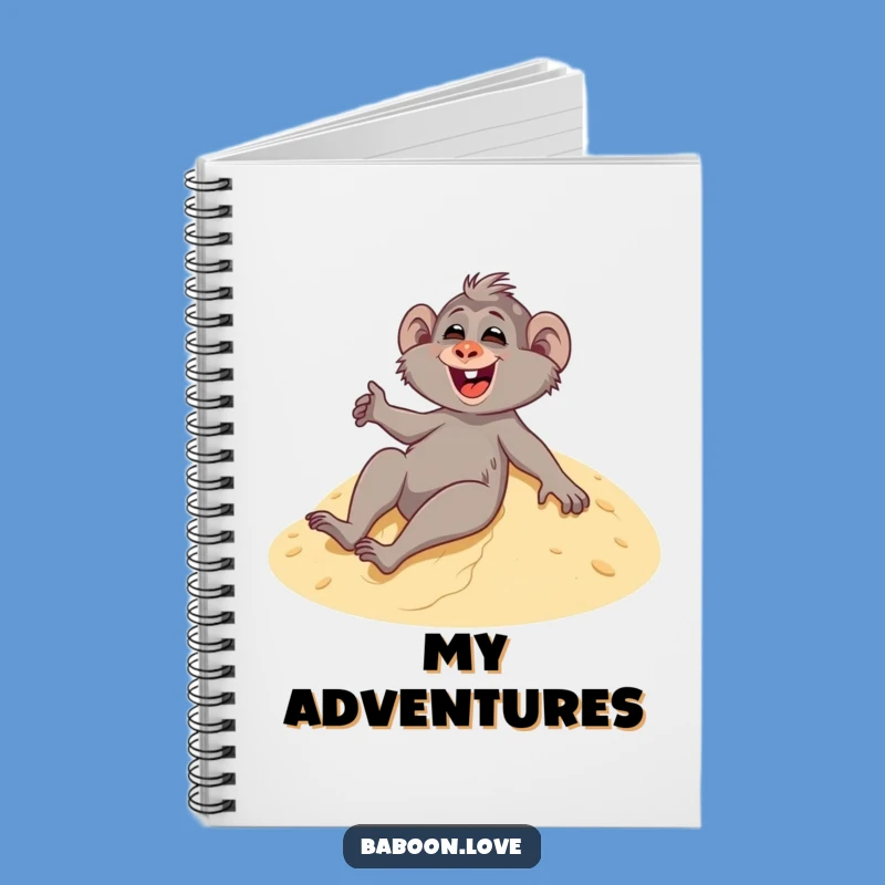 Funny Baboon Dune Sliding Notebook - Jot Down Desert Adventures!