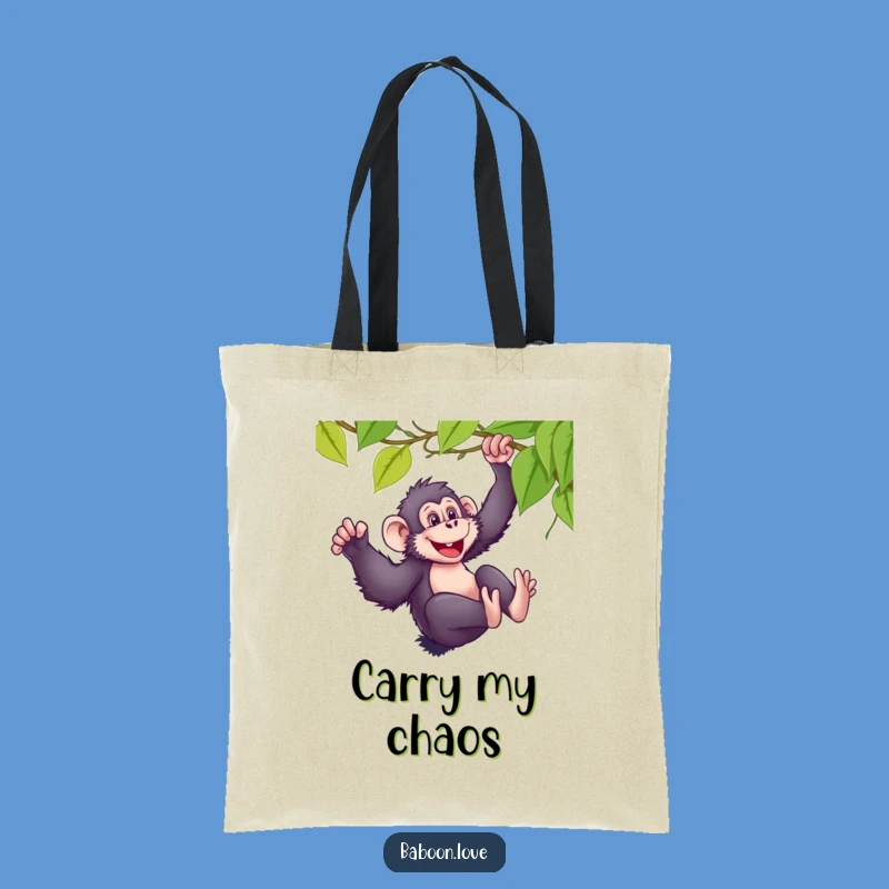Funny Baboon Sliding Tote Bag, Mischievous Primate Vine Carryall for Daily Fun