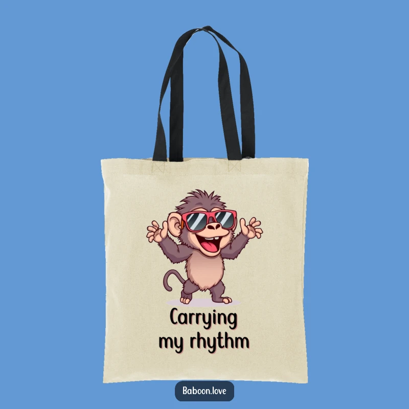 Funny Baboon Dancing Tote Bag, Groovy Primate Sunglasses Carryall for Everyday Fun