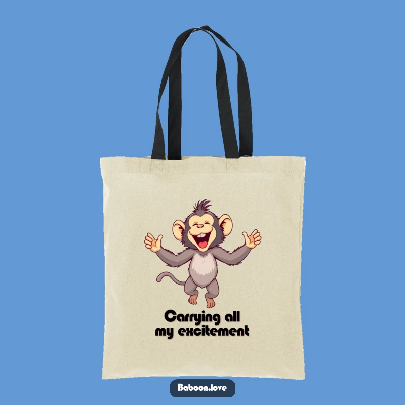 Funny Baboon Leap Tote Bag: Carry Your Laughs with this Joyful Primate Bag